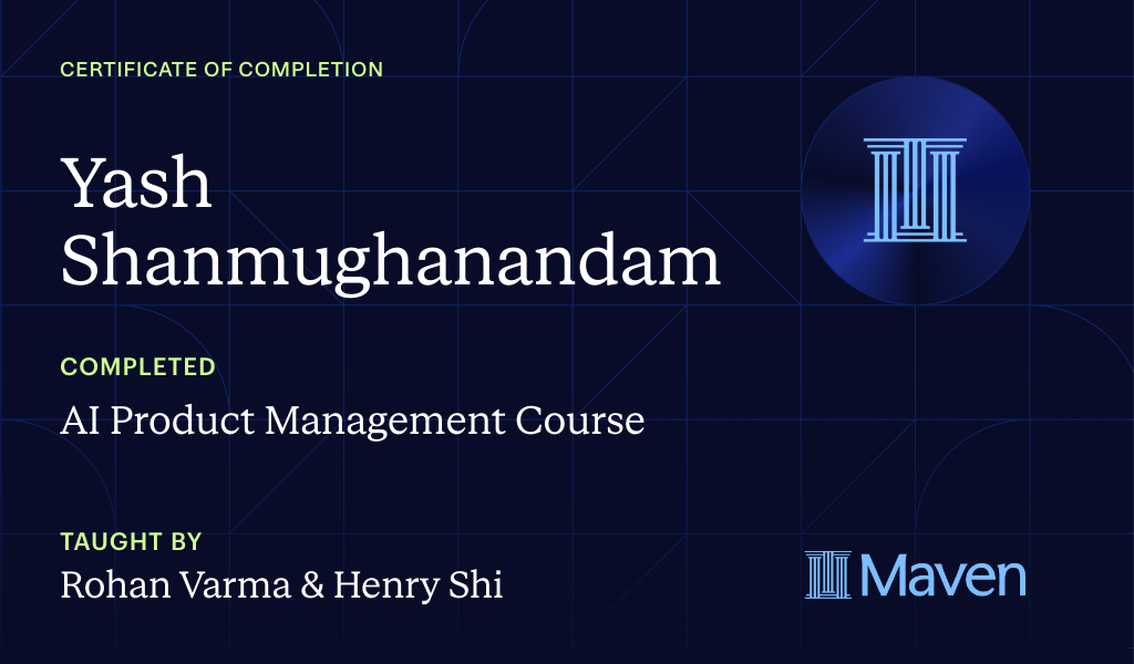 Certificate for AI Product Management Course