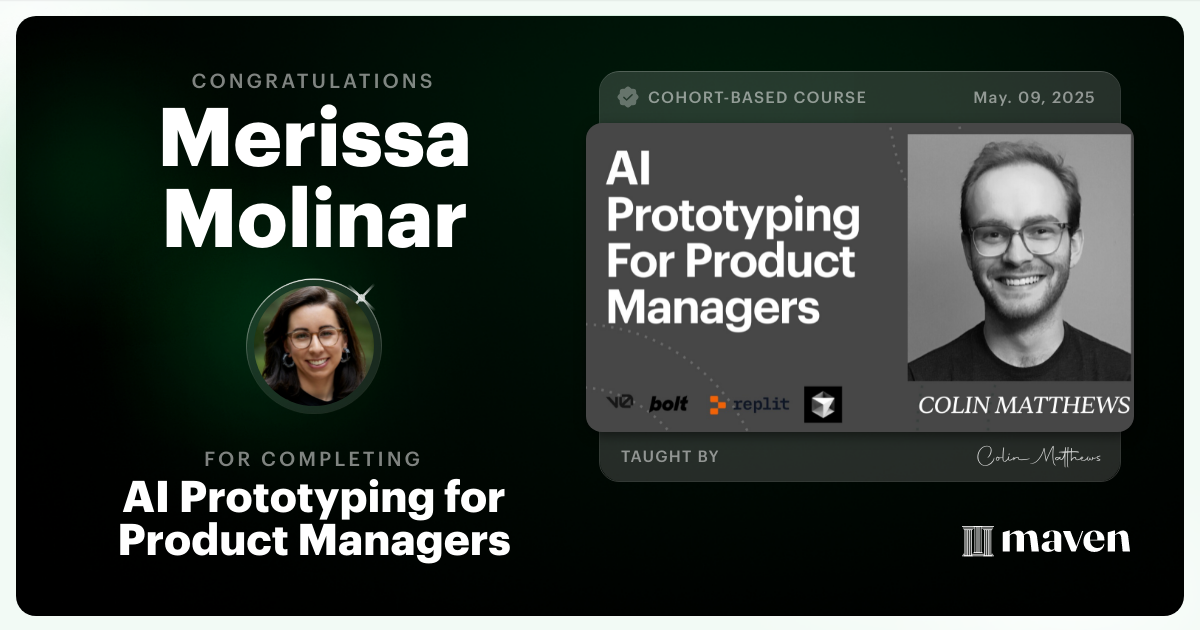 Certificate of Completion for AI Prototyping for Product Managers