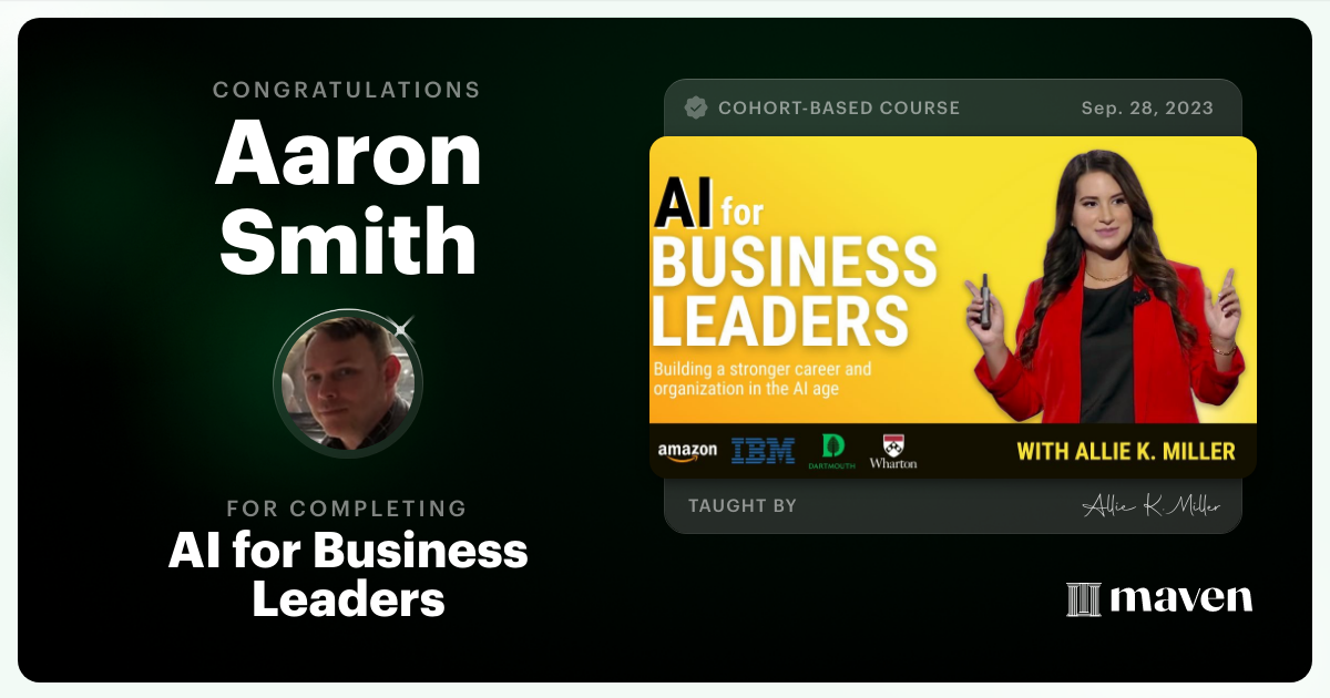 Certificate of Completion for AI for Business Leaders