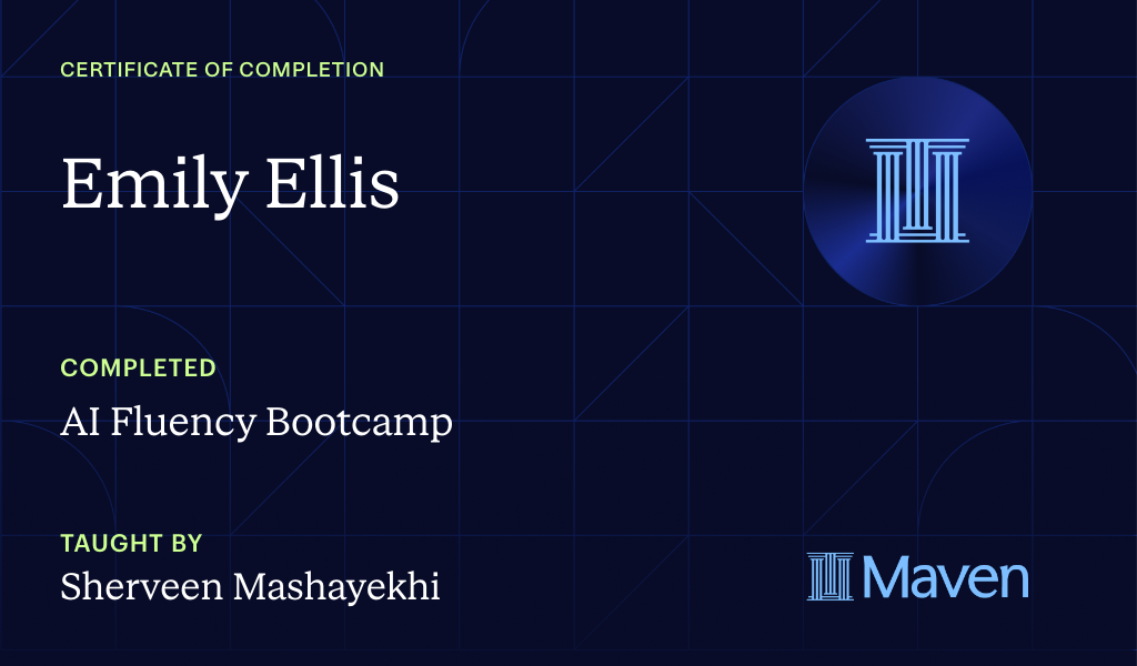 Certificate for AI Fluency Bootcamp