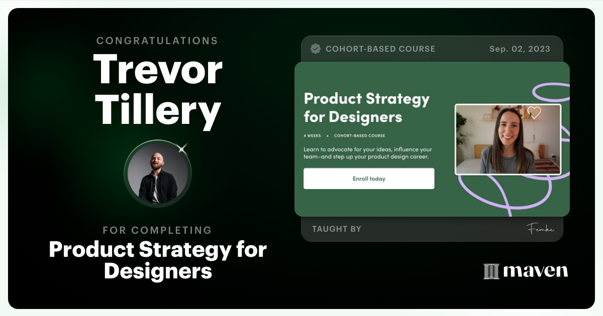 Certificate of Completion for Product Strategy for Designers