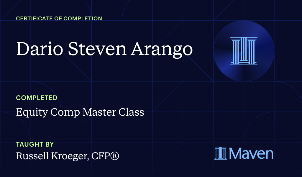 Certificate for Equity Comp Master Class
