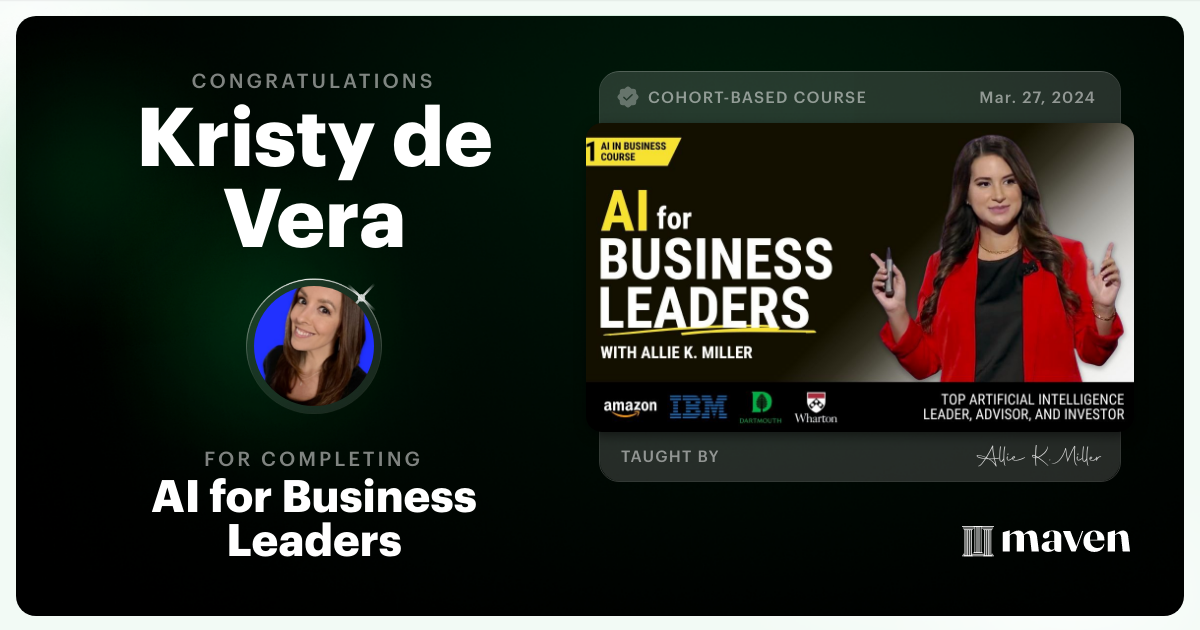 Certificate of Completion for AI for Business Leaders