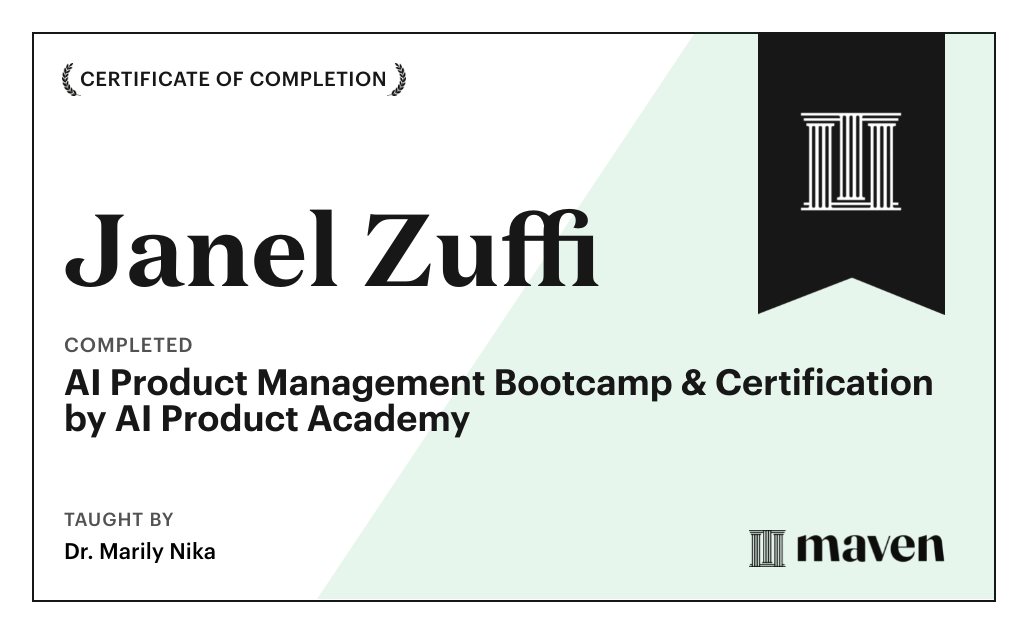 Certificate for AI Product Management Bootcamp & Certification by AI Product Academy