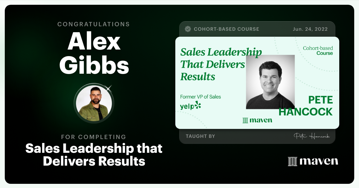 Certificate of Completion for Sales Leadership that Delivers Results