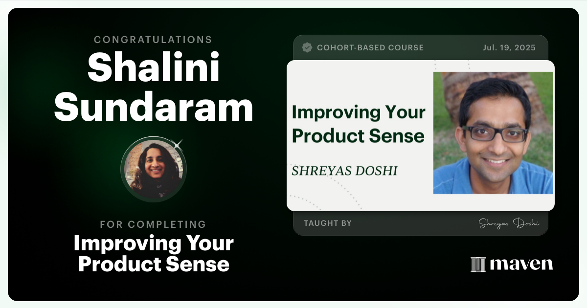Certificate of Completion for World-class Product Sense in Practice