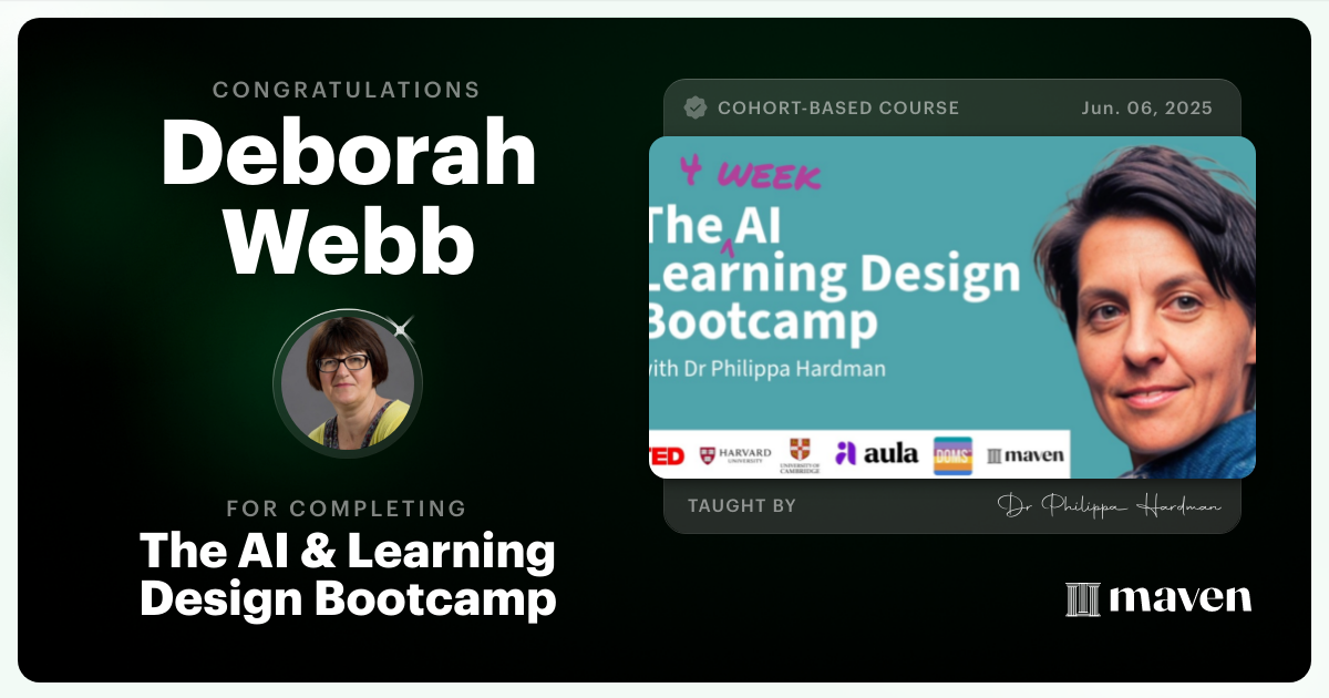 Certificate of Completion for The AI Bootcamp for L&D