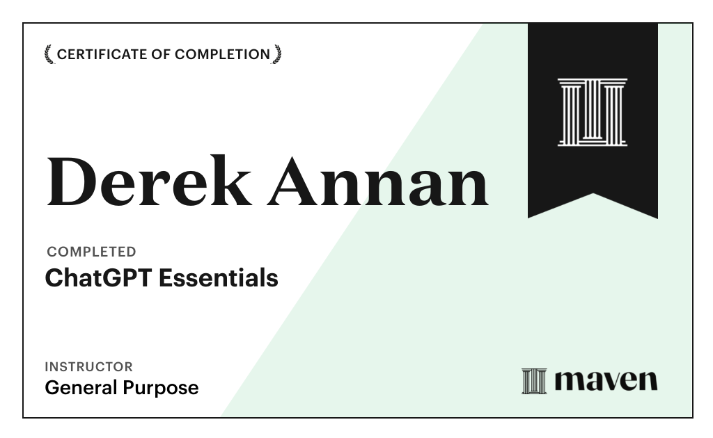 Certificate for ChatGPT Essentials
