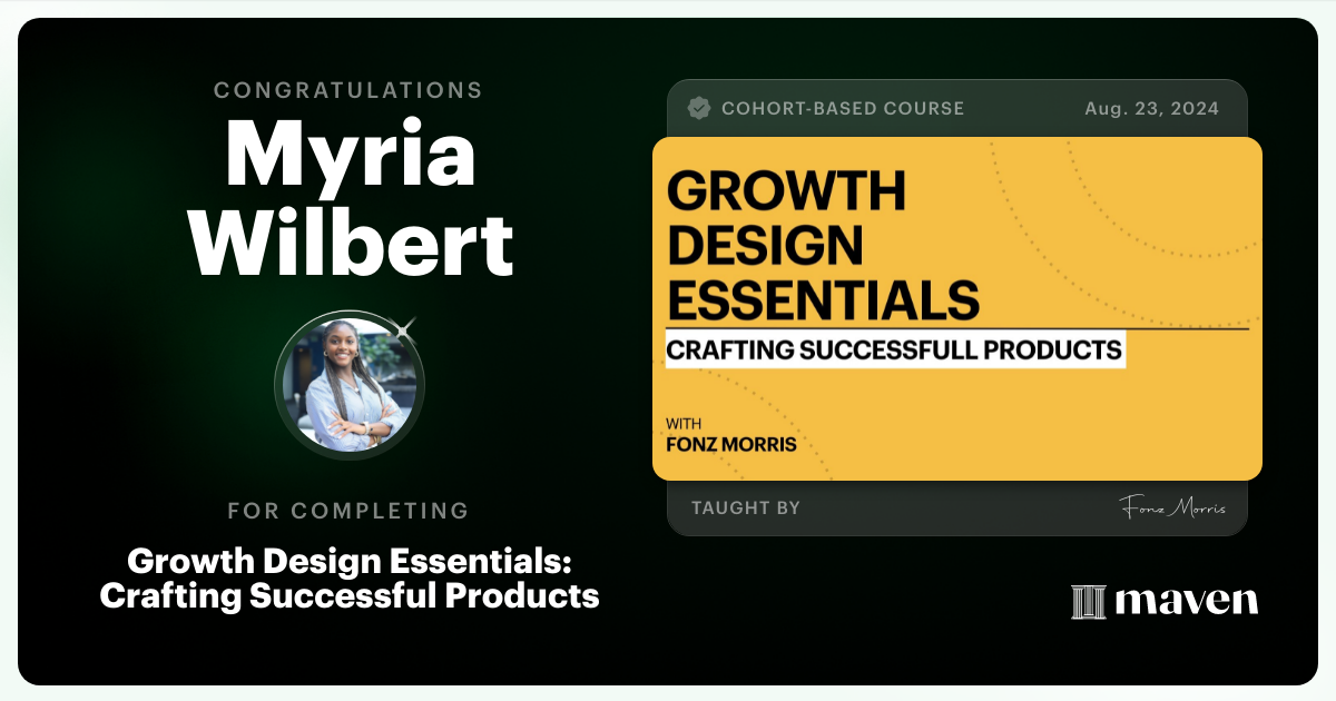 Certificate of Completion for Growth Design Essentials: Crafting Successful Products