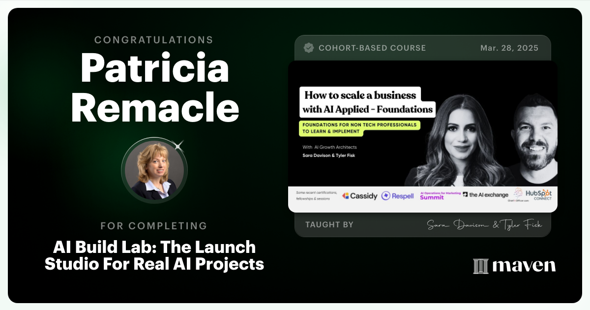 Certificate of Completion for Master Market-Ready Agentic AI Workflows: Step-by-Step, No Code Required
