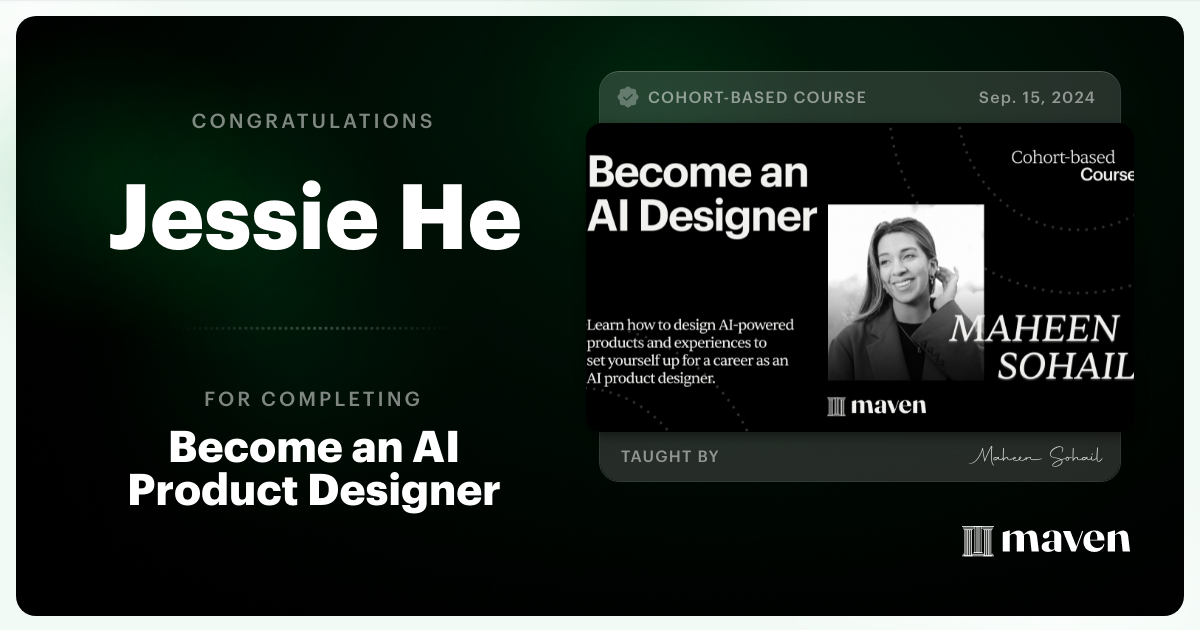 Certificate of Completion for Become an AI Product Designer