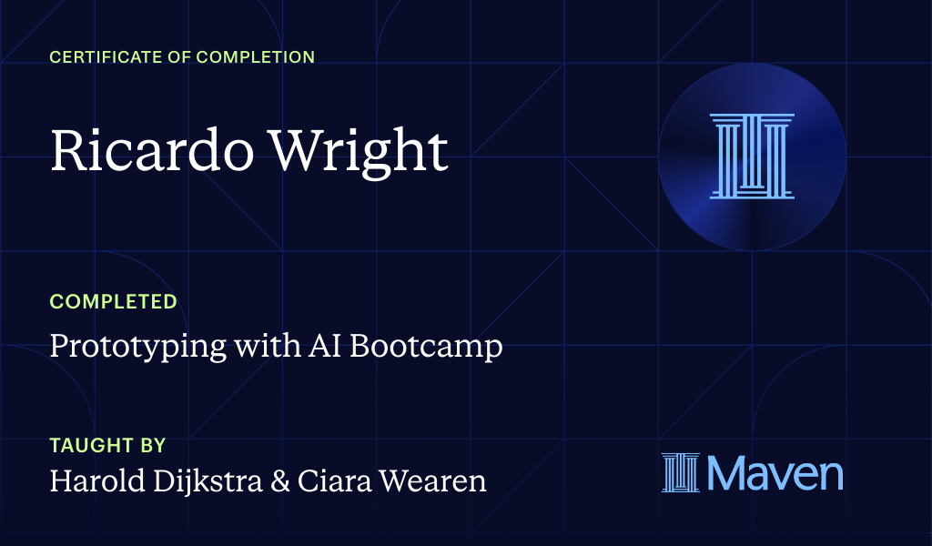 Certificate for Vibe Coding Bootcamp