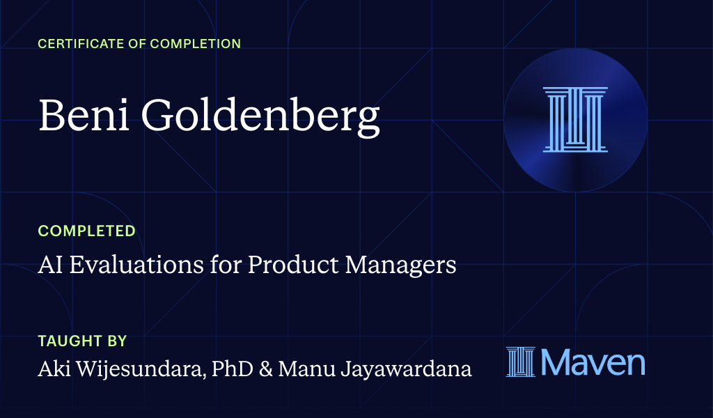 Certificate for AI Evals Bootcamp for Product Leaders and PMs