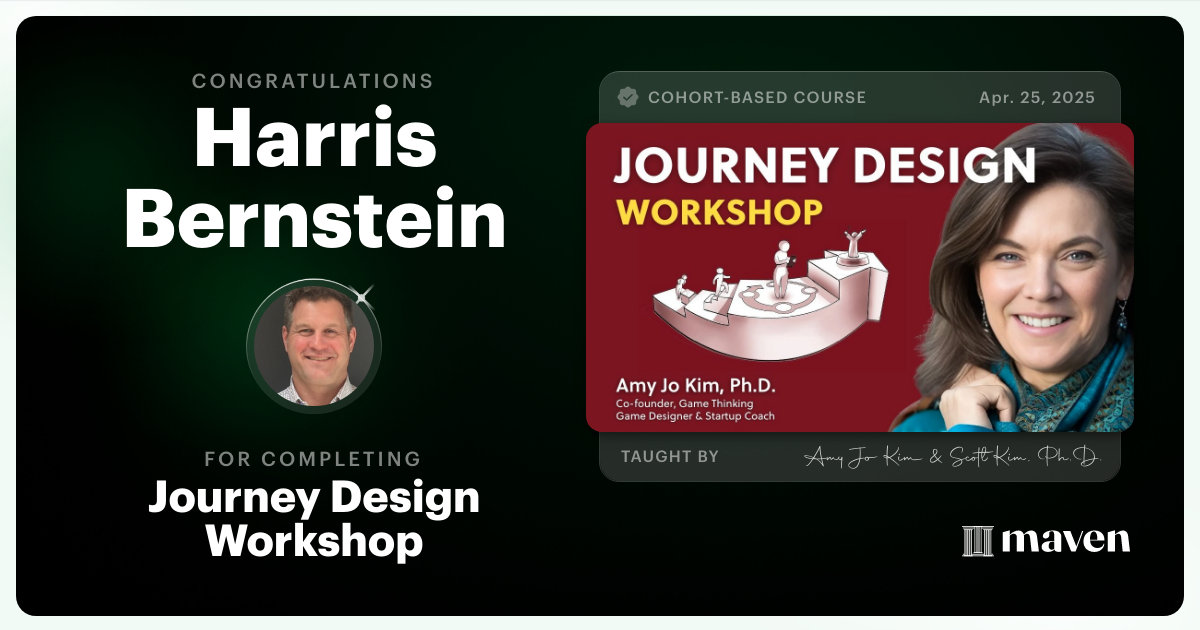 Certificate of Completion for Journey Design Workshop