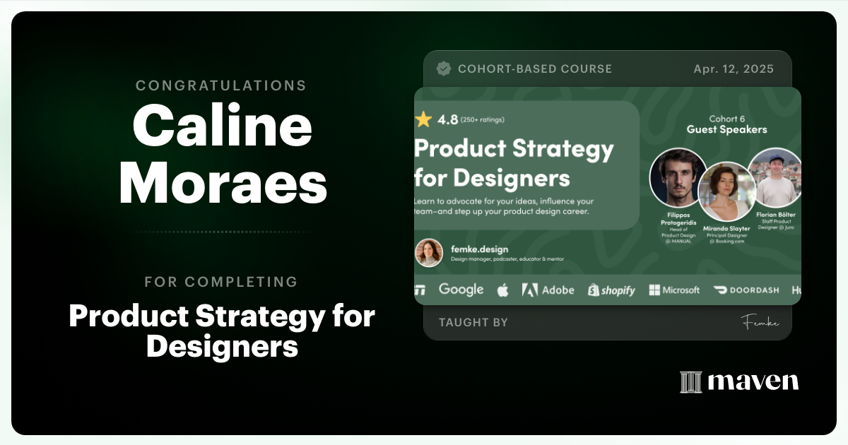 Certificate of Completion for Product Strategy for Designers