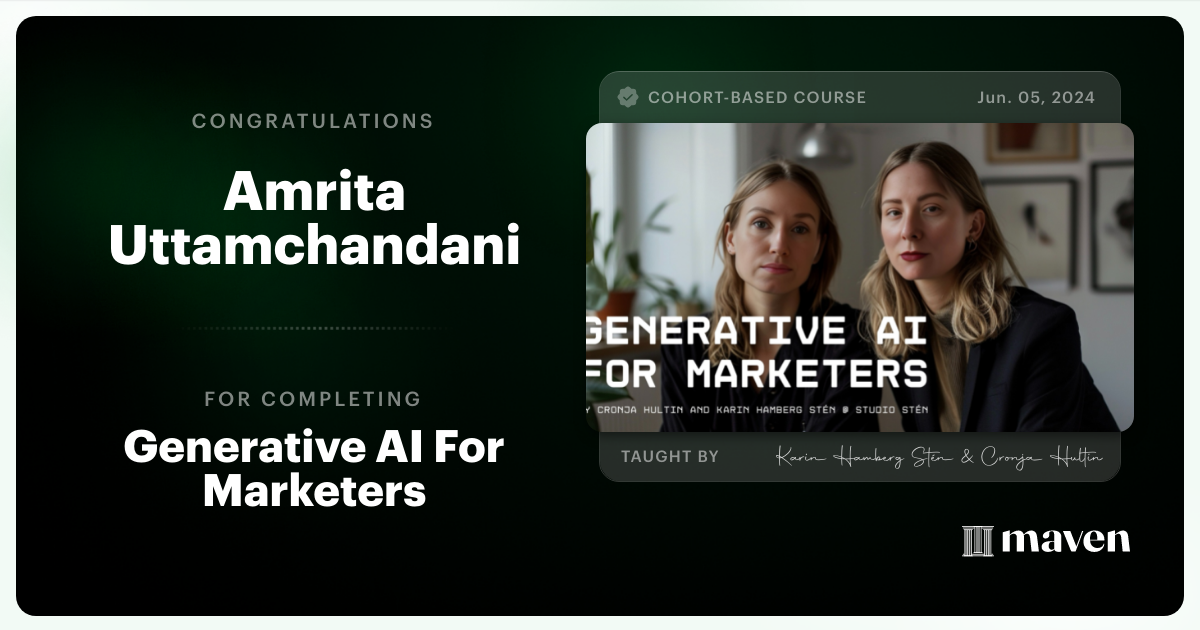 Certificate of Completion for Generative AI For Marketers