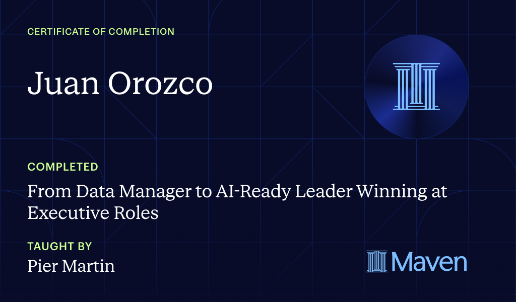 Certificate for From Data Manager to AI-Ready Leader Winning at Executive Roles