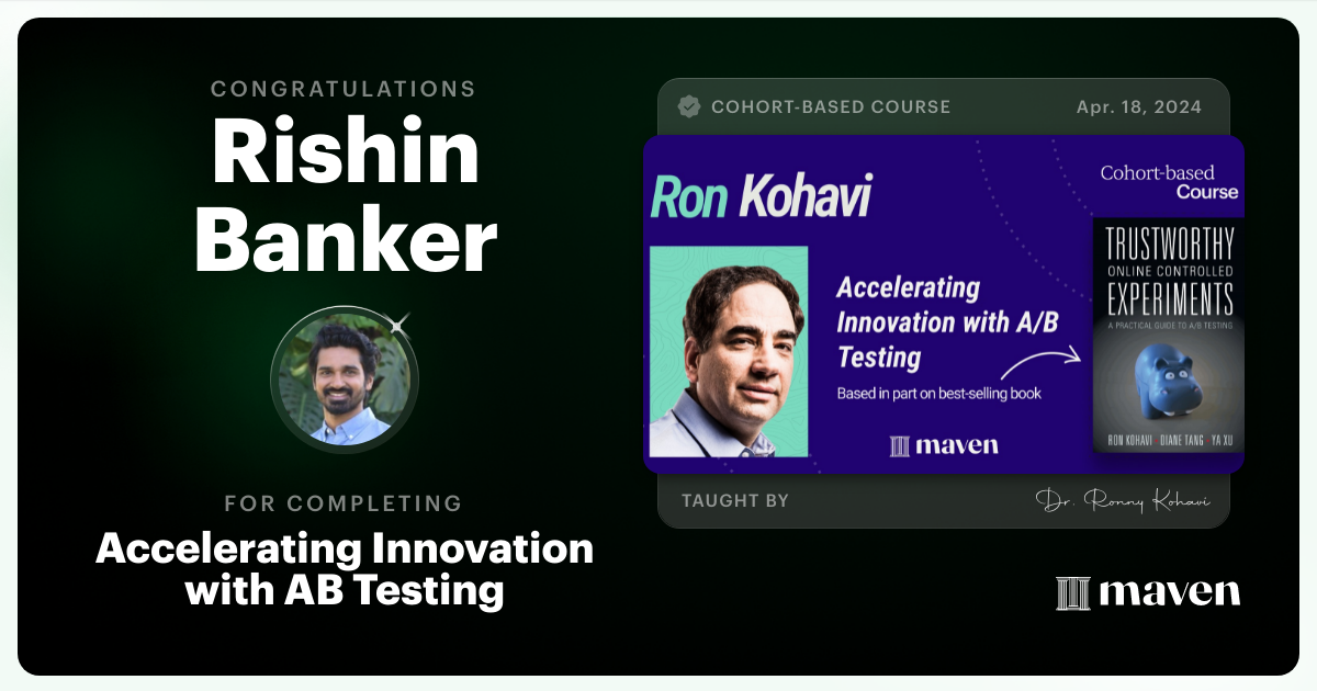 Certificate of Completion for Accelerating Innovation with A/B Testing