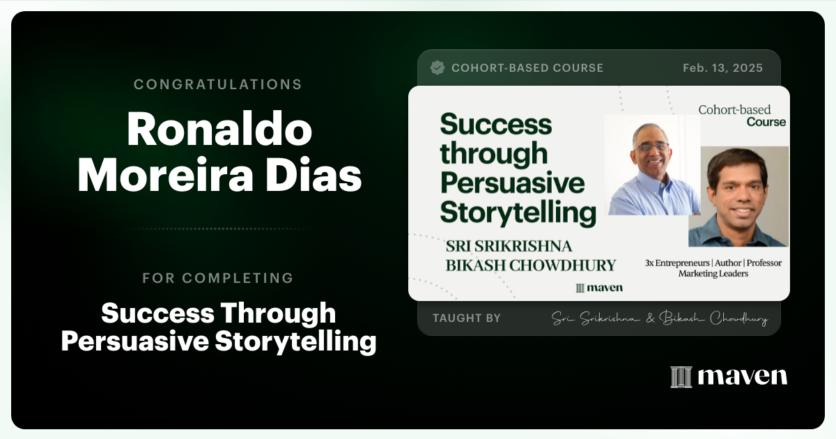 Certificate of Completion for Success Through Persuasive Storytelling