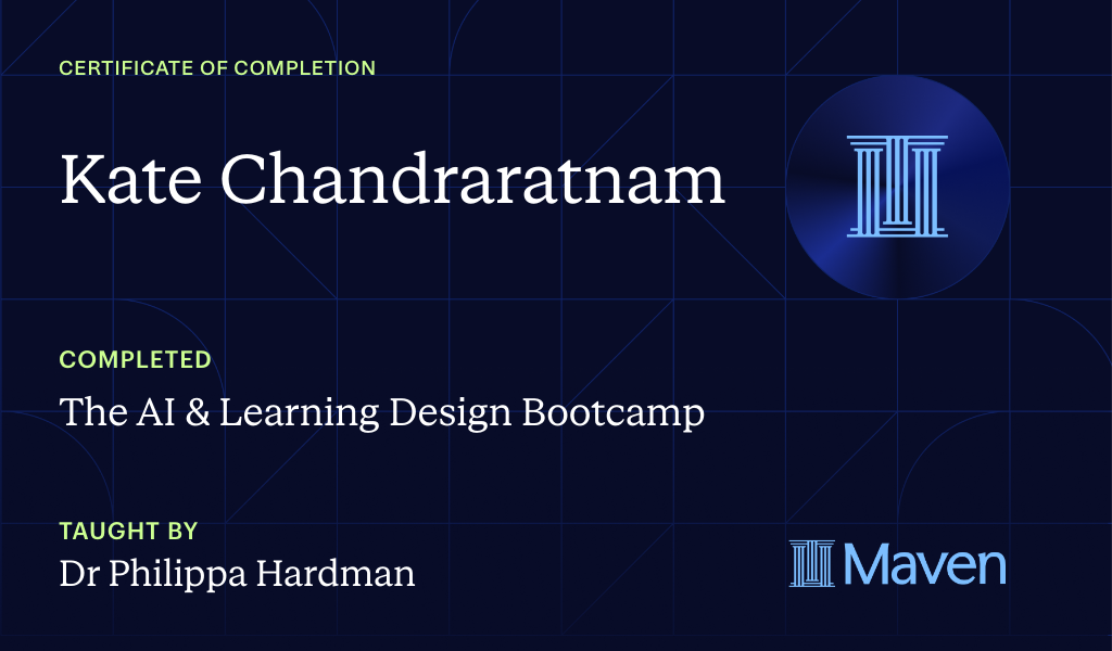 Certificate for The AI Bootcamp for L&D