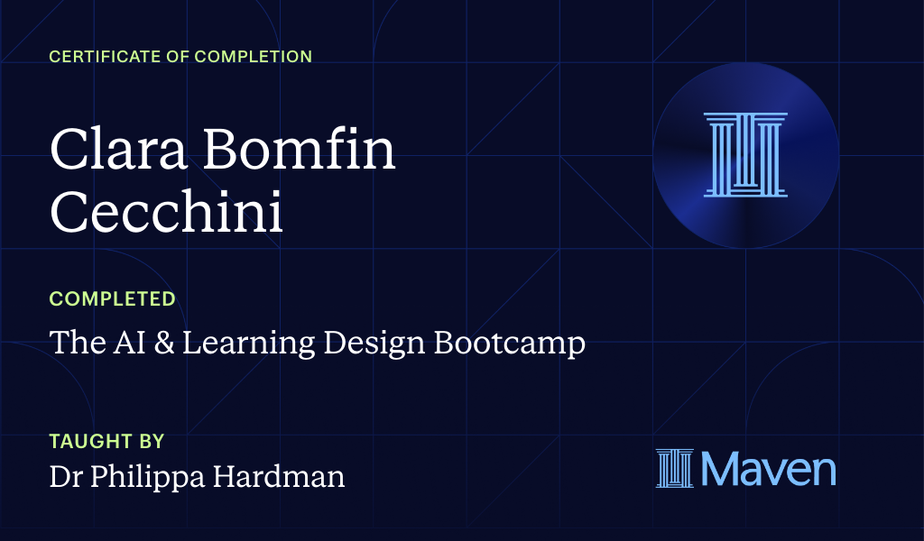 Certificate for The AI Bootcamp for L&D
