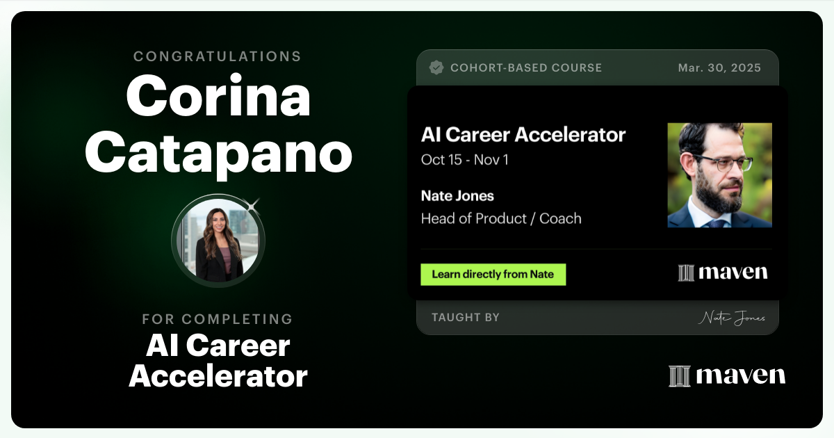 Certificate of Completion for AI Career Accelerator