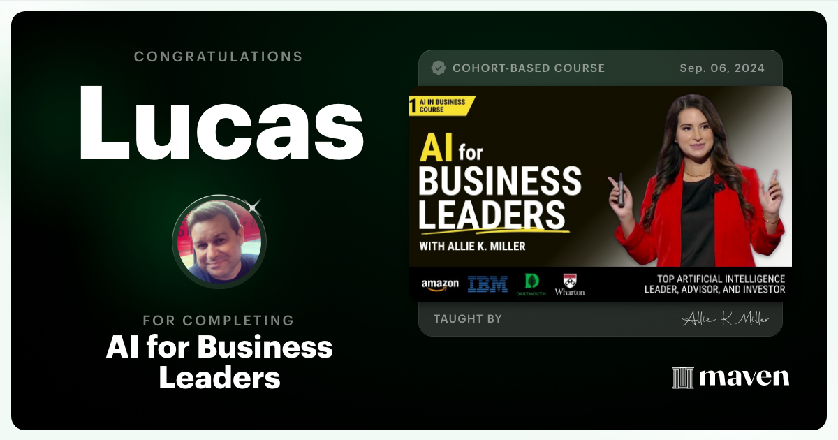Certificate of Completion for AI for Business Leaders