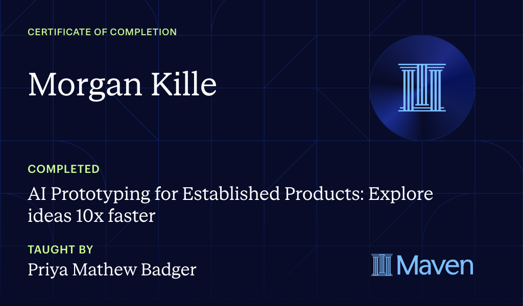 Certificate for AI Prototyping for Established Products: Explore ideas 10x faster