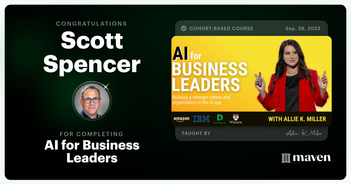 Certificate of Completion for AI for Business Leaders