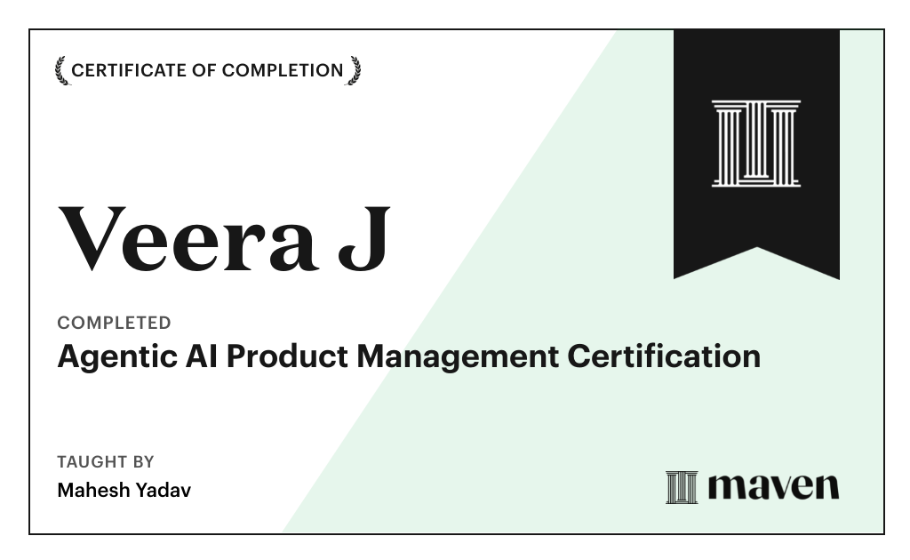 Certificate for Agentic AI Product Management Certification