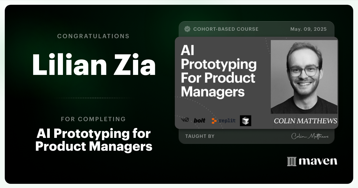 Certificate of Completion for AI Prototyping for Product Managers