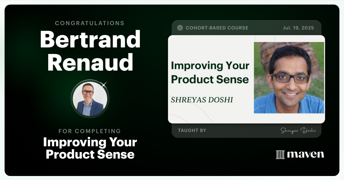 Certificate of Completion for World-class Product Sense in Practice