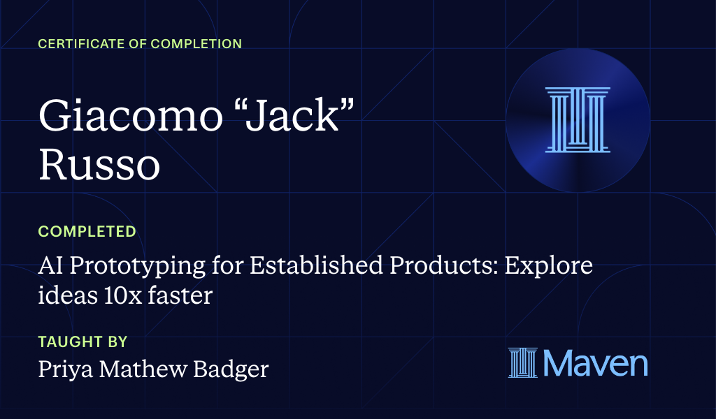 Certificate for AI Prototyping for Established Products: Explore ideas 10x faster