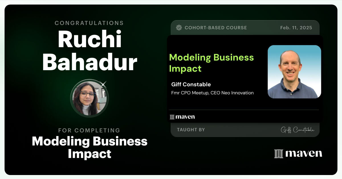 Certificate of Completion for Modeling Business Impact