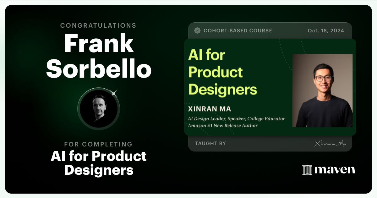 Certificate of Completion for AI for Product Designers