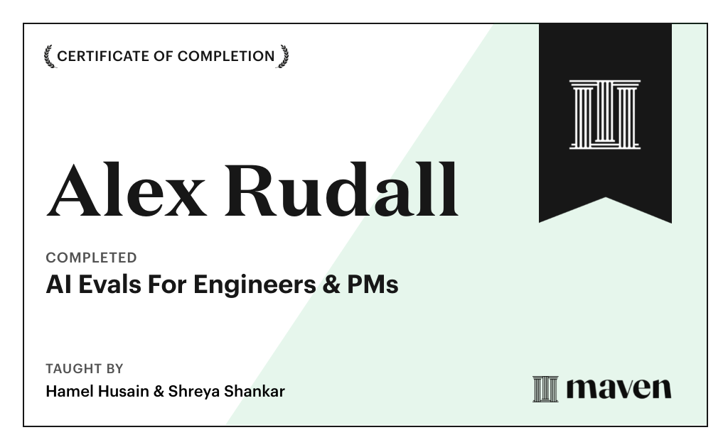 Certificate for AI Evals For Engineers & PMs