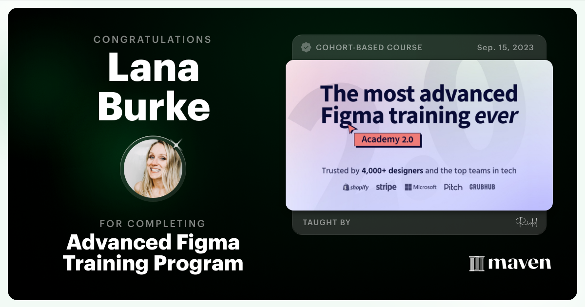 Certificate of Completion for Advanced Figma Training Program