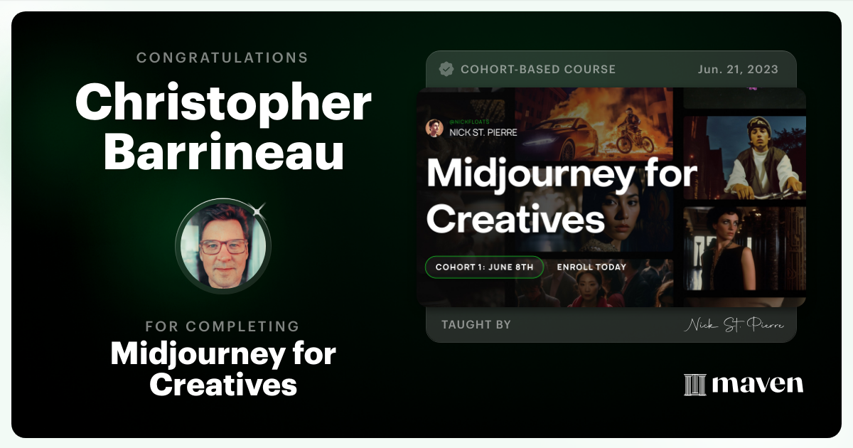 Certificate of Completion for Midjourney for Creatives