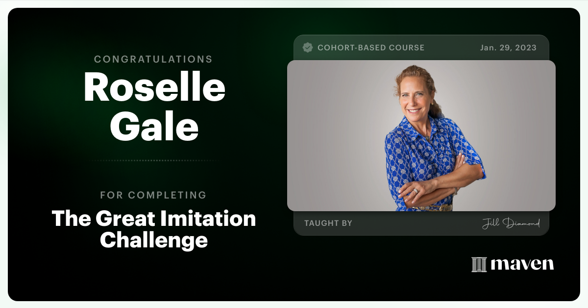 Certificate of Completion for The Great Imitation Challenge