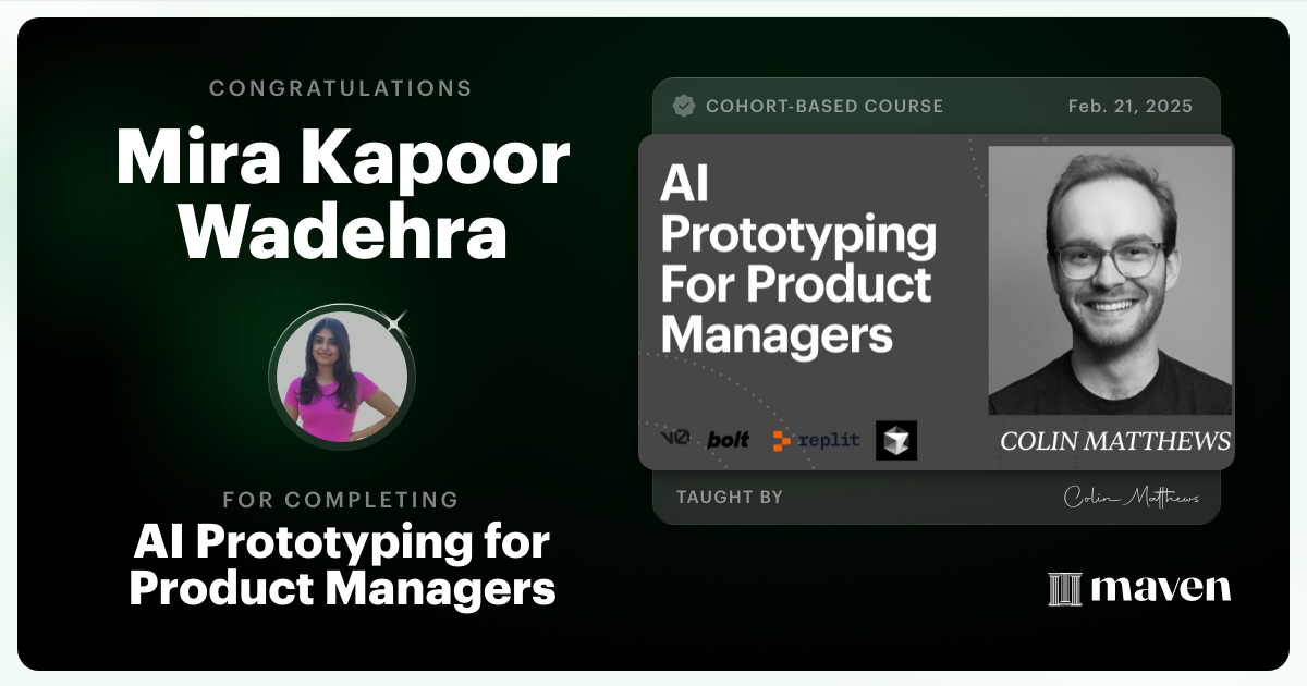 Certificate of Completion for AI Prototyping for Product Managers