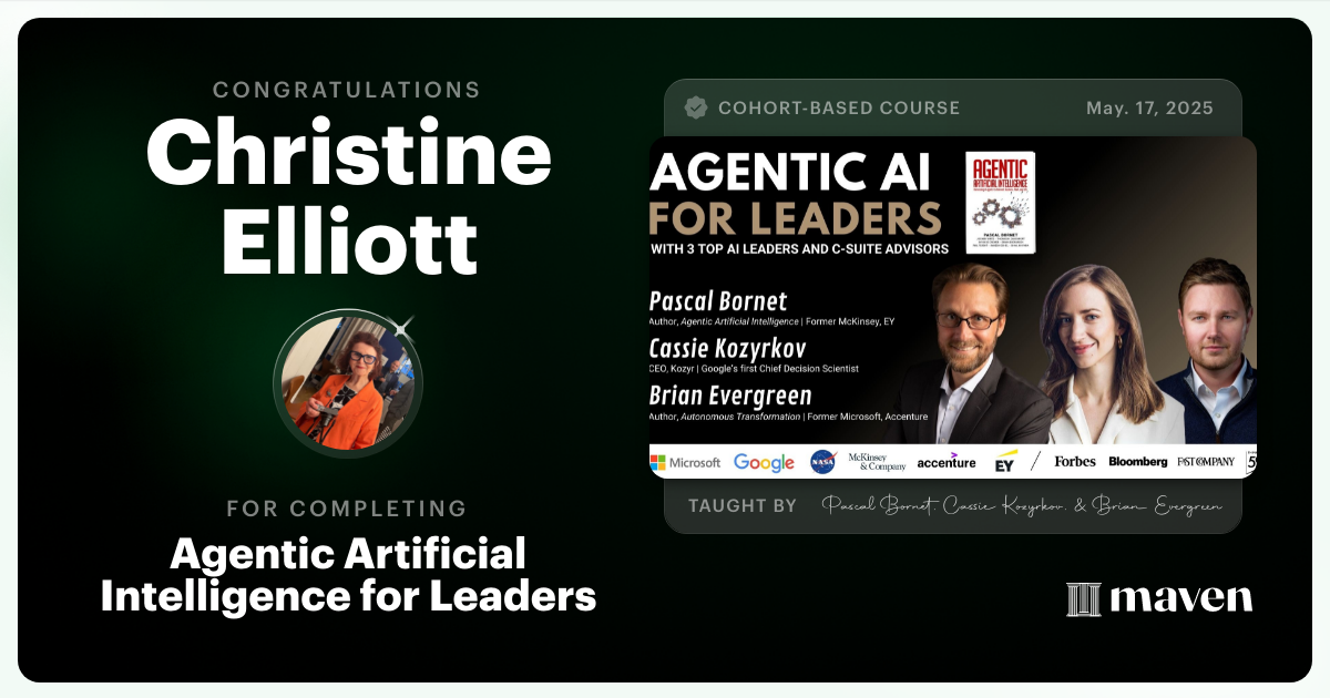 Certificate of Completion for Agentic Artificial Intelligence for Leaders