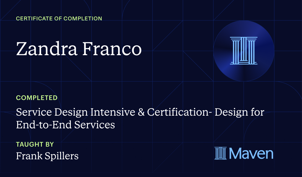 Certificate for Service Design Intensive & Certification- Design for End-to-End Services
