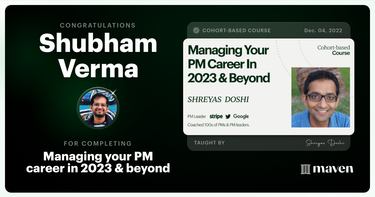 Certificate of Completion for Managing your PM Career in 2025 and beyond