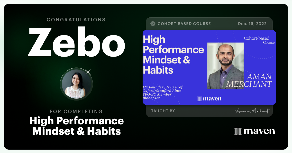 Certificate of Completion for High Performance Leadership Reset