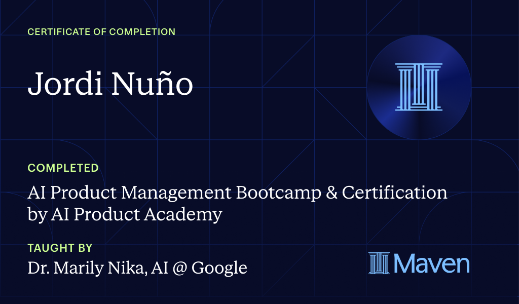 Certificate for AI Product Management Bootcamp & Certification by AI Product Academy