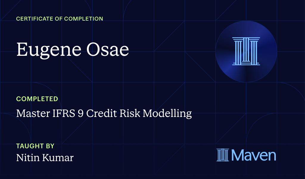 Certificate for Master IFRS 9 Credit Risk Modelling