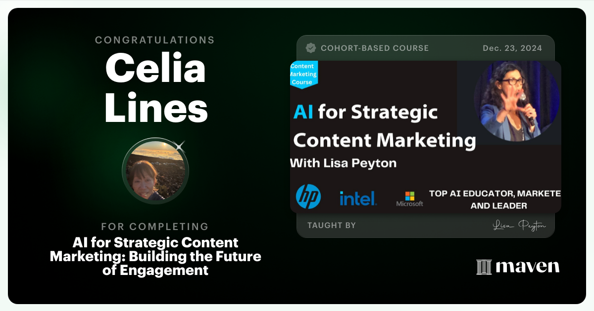 Certificate of Completion for AI for Strategic Content Marketing: Building the Future of Engagement