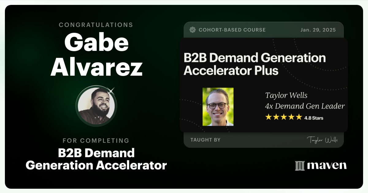 Certificate of Completion for B2B Demand Generation Accelerator