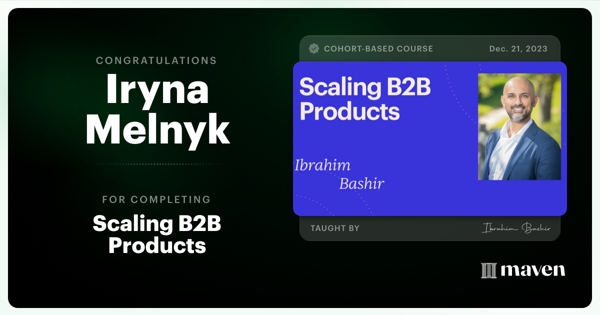 Certificate of Completion for Scaling B2B Products