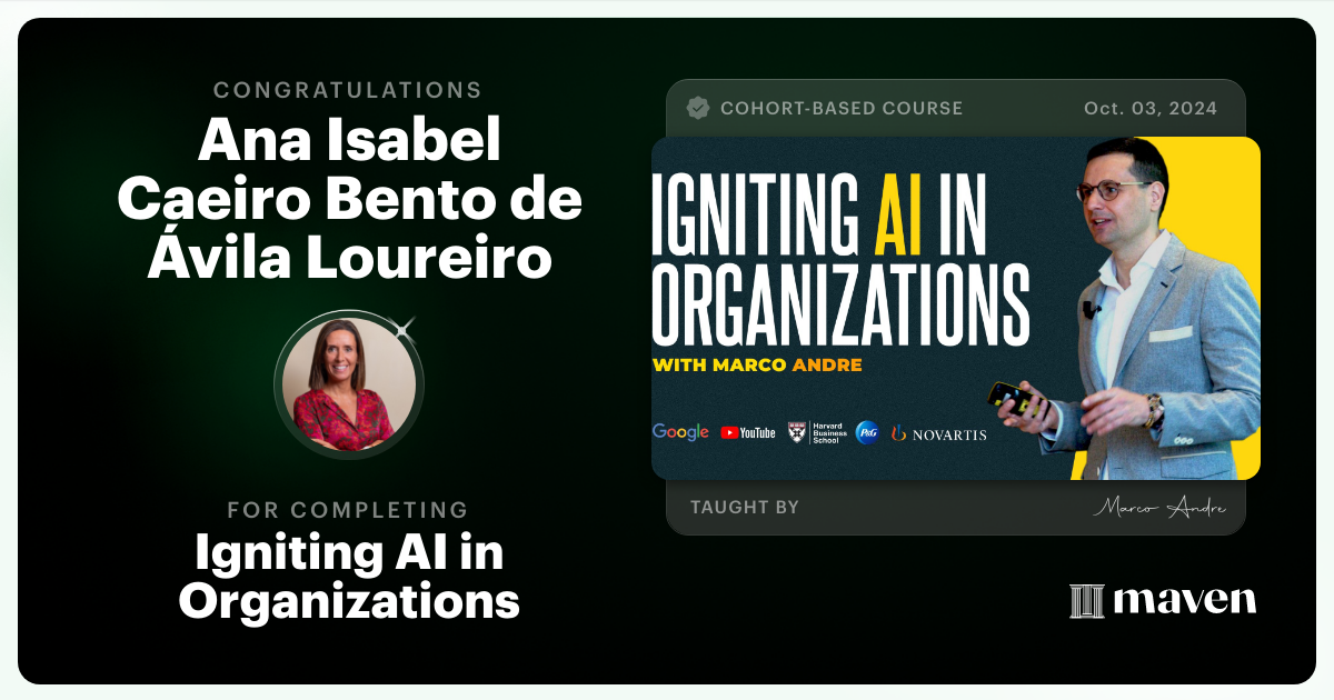 Certificate of Completion for Igniting AI in Organizations